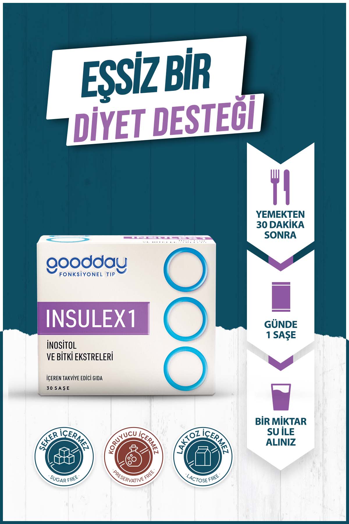GOODDAY İNSULEX 1 30 SAŞE TAKVİYE EDİCİ GIDA